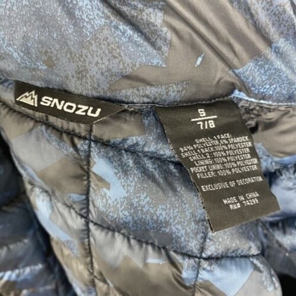 Snozu Puffer Jacket Boys Size Small Blue Green Full Zip Hooded Outdoor Jacket - Picture 9 of 10